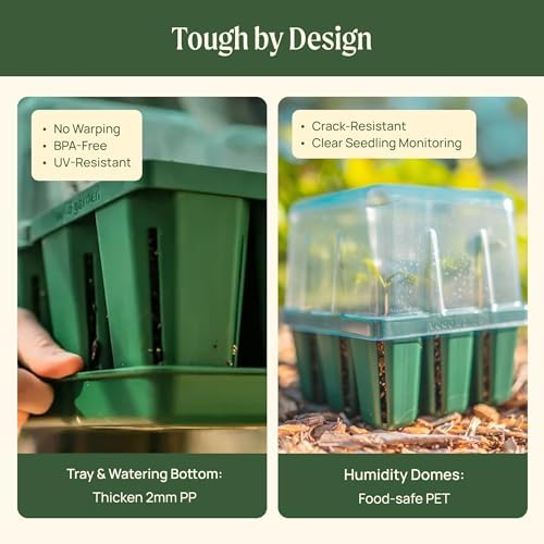 Vego garden 8Packs Standard Seedling Trays with Seedling Tray Lids and 10" x 20" Bottom Watering Trays Plus Seedling Humidily Dome Germination Bundle