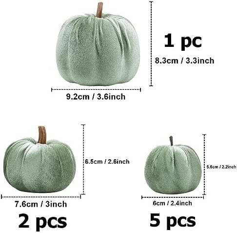 Woration 8pcs Fall Thanksgiving Home Décor Artificial Velvet Fabric Pumpkin