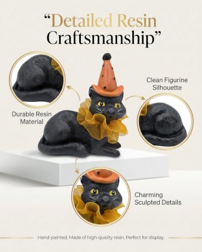 iStatue Halloween Decoration Indoor Resin Cat Witch Figurine (Black Cat)