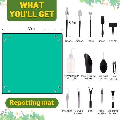 ANPHSIN 20pcs Small Gardening Tools Gifts for Women Beginners, Green