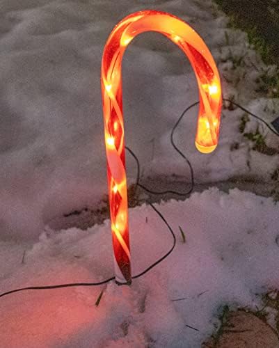 Solar Christmas Candy Cane Lights - Outdoor Stake Christmas Decorations - Waterproof for Patio, Garden, Pathway Markers, Holiday Xmas Walkway Lanscape Garden Decor (6pc)