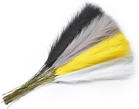 LSKYTOP Yellow Pampas Grass Decor,23Inch 16pcs Faux Pampas Grass Bouquets Artificial Pampas Fake Pampas Flower for Home Living Room Bedroom Vase Decor