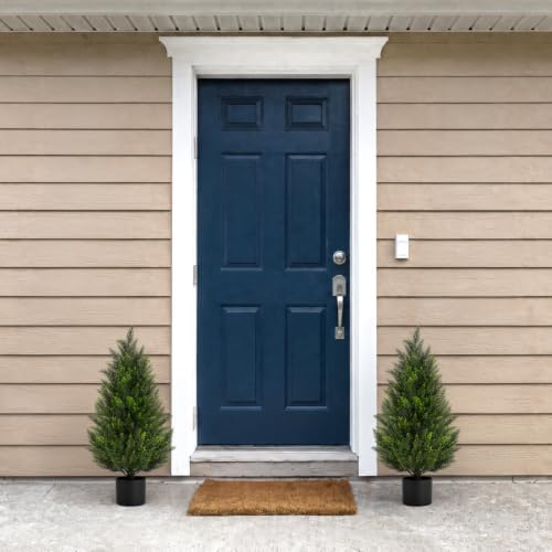 VIVATREES 3FT Artificial Topiary Cedar Trees, UV-Resistant Faux Evergreen Outdoor Plants, Artificial Pine Tree for Outdoor Front Porch Patio Entryway Decor, Set of 2