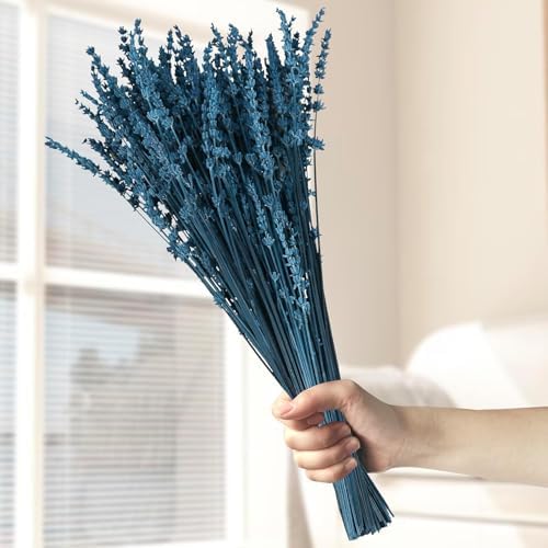 Glicrili Dried Lavender Flowers Real Stems Blue Bouquet for Vase Decor