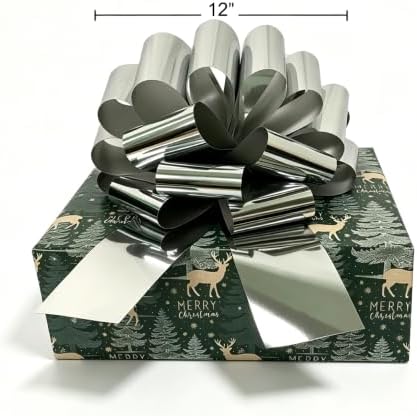 Big Gift Bow 12 inch Silver Bow for Gift Bitthday Holiday Party Decor 1Pack