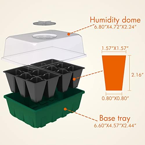 Gardzen 10 Pack Seed Starter Trays with Dome and Green Base 120 Cell