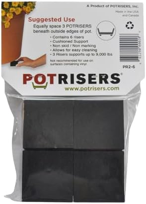 POTRISERS 6 Pack Large 2" Wide x 3/4" Tall | Invisible Pot Feet & Plant Risers | Drainage & Airflow for Planters, Pots, Garden Decor | Patios, Decks, Gardens