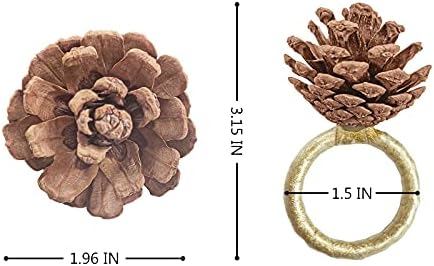 Christmas Napkin Rings Set of 8, Pinecone Napkin Rings, Handmade Cloth Napkin Holder with Cloth Buckles for Christmas/Thanksgiving/Wedding Party Dinner Table Decoration