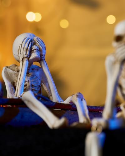 Halloween Mantel Decor, See Speak Hear No Evil Skeletons Resin Statues