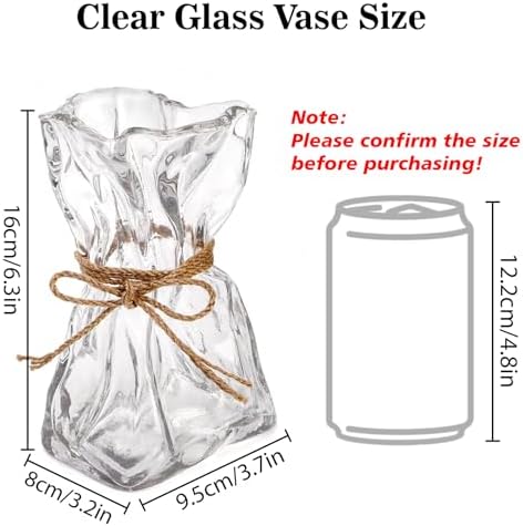 6 Inch Small Glass Vase, Irregular Clear Flower Vases for Centerpieces