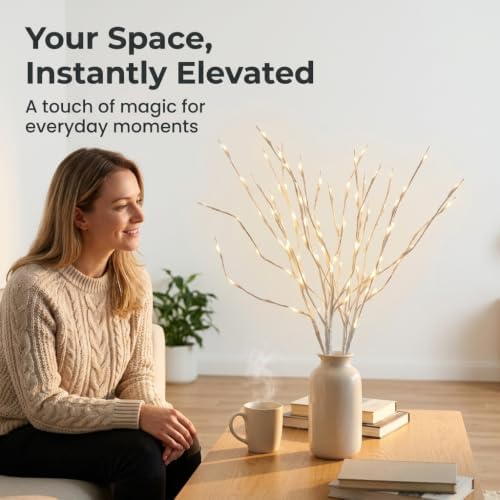 2 Pack LED Lighted Branches Battery Operated Branch Lights Vase Filler