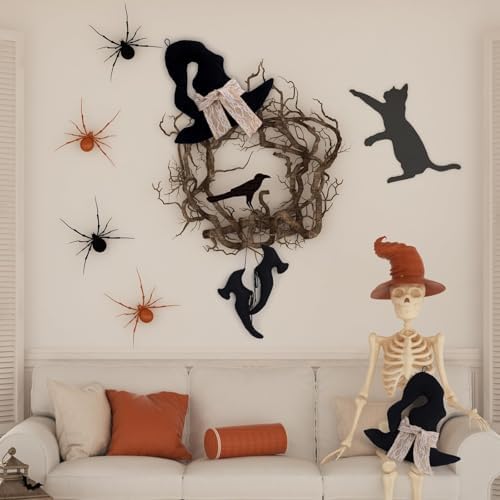 2 PCS 12 Inch Witches Boots Decor Hanging Halloween Witches Hat Decor