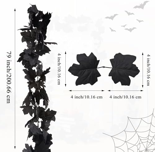 SITUMEIZI 2 Pcs 13Ft Black Garlands for Halloween Home Decor
