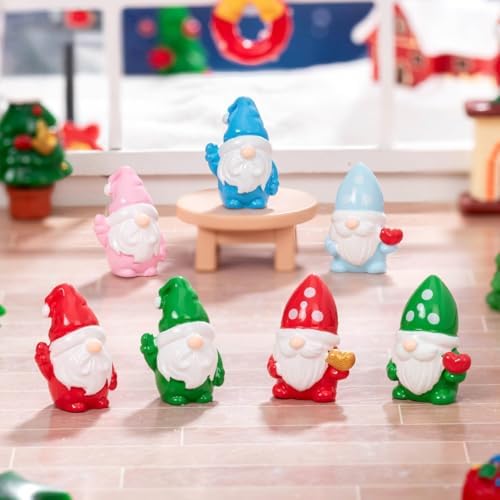 40 Pcs Christmas Mini Resin Gnomes Miniature Gnome Figurines