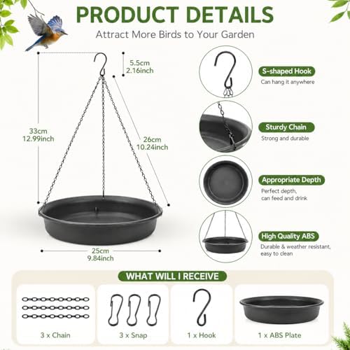 CARGEN Hanging Bird Bath Bowl - Window Bird Water Feeder Tray for Outdoors