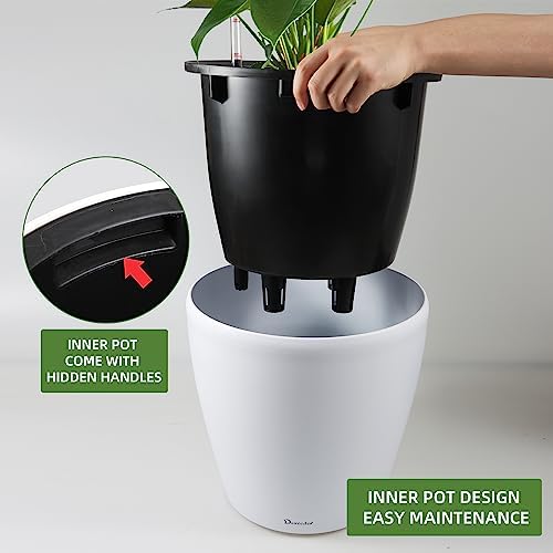 Dexceder 18x17 Self Watering Planter with Wheels (White Matte)
