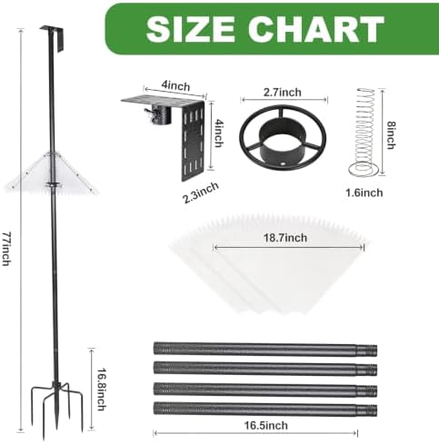 79" Heavy-Duty Bird Feeder Pole with Squirrel Baffle for Outdoors, Adjustable Bird Feeding Station Holds Multiple Feeders, Rust-Resistant Steel Pole with Bird House Pole Mount Kit