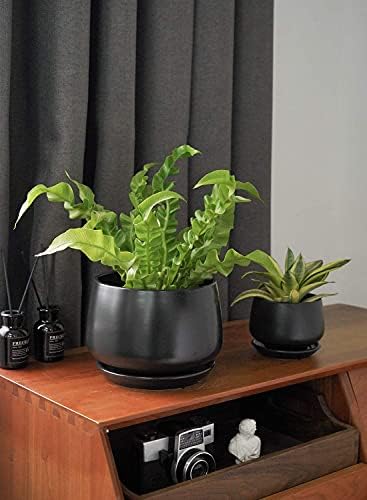LE TAUCI Plant Pots, 4.1+5.1+6.5 inch, Set of 3, Black, Indoor Pot