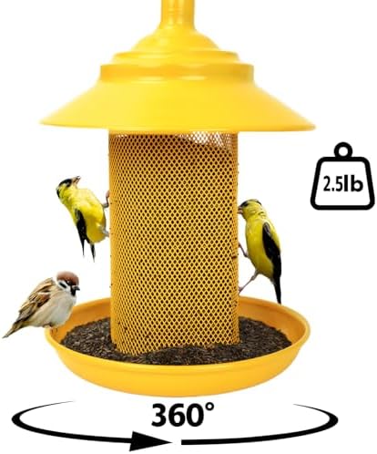 All-Metal Finch Feeder, Squirrel Resistant Nyjer Seed Bird Feeder Yellow