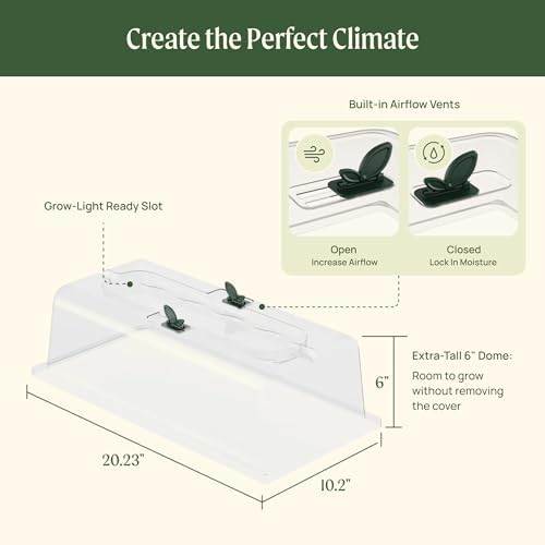 Vego garden Germination Bundle, 2Packs Giga Seedling Trays with Seedling Tray Lids and 10" x 20" Bottom Watering Trays Plus Seedling Humidily Dome