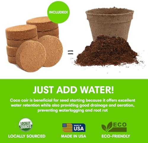 Seed Starter Kit - 10 Peat Pots, Coco Coir Discs & Markers