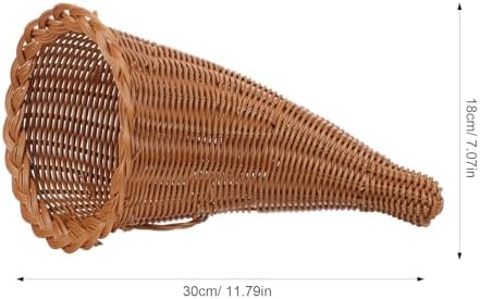 Amosfun Thanksgiving Cornucopia Wicker Grapevine Fall Basket - Harvest Bread Basket, Woven Fruit Serving Tray for Table Decoration