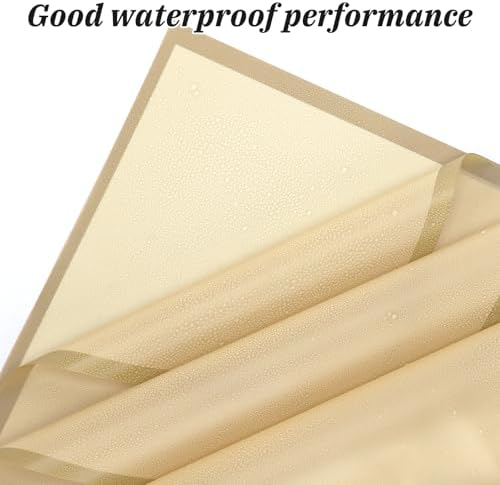 Rumvan Flower Wrapping Paper, 20 Sheets, Waterproof, Floral Bouquet Design, for Wedding, Birthday Gift, DIY Florist Supplies (Translucent white) (Translucent gold, 20 Sheets)