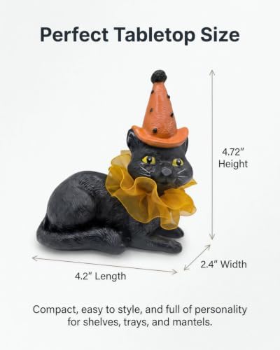 iStatue Halloween Decoration Indoor Resin Cat Witch Figurine (Black Cat)