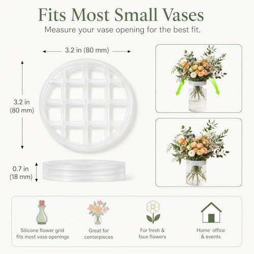 Silicone Flower Arranging Grid, Reusable Vase Stem Holder, 1 Pack