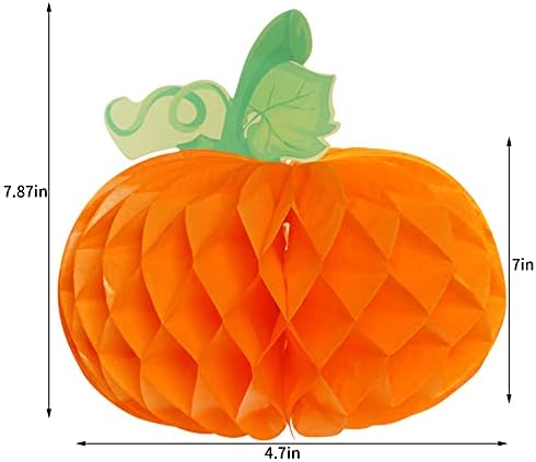 Sucrain 12 Pieces Tissue Paper Pumpkin 3D Honeycomb Pumpkins for Halloween Thanksgiving Party Favor Fall Festival Supplies （Orange, Red, Yellow）