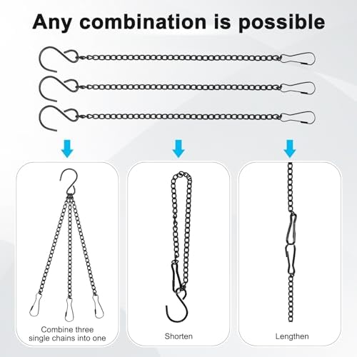 M METERXITY 10-Pack Chain for Hanging Plants 25cm/10in Iron Black
