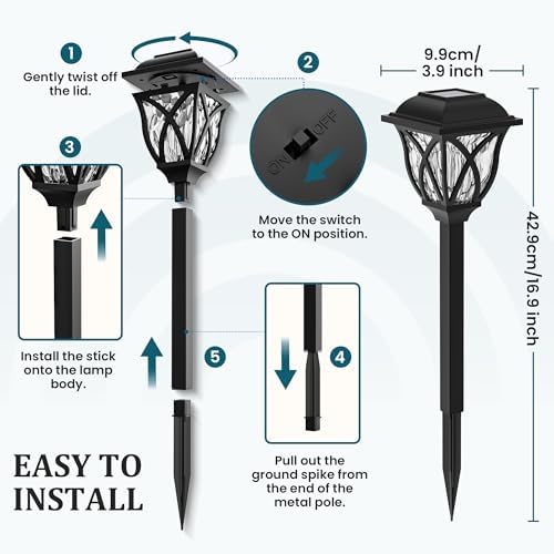 GIGALUMI 6 Pack Solar Lights Outdoor Waterproof, LED Solar Garden Lights