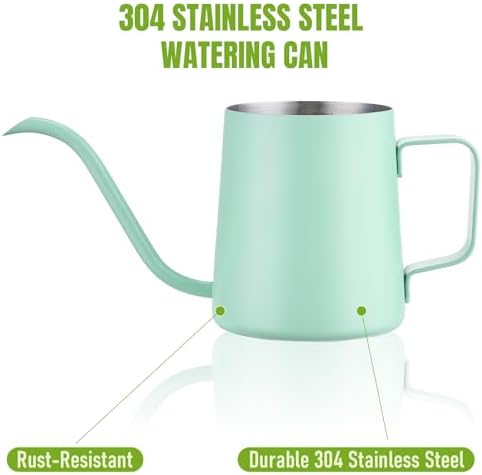 Doseno Green Small Watering Can for Seedlings & Indoor Plants, 12 oz