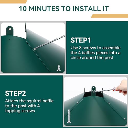 Qualirey 21.5" Metal Squirrel Proof Baffle, for 4 x 4 Posts(Green,1 Pack)