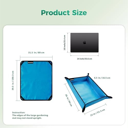 39.5"x31.5" Plant Transplanting Mat - Thickened Waterproof Potting Mat, Succulent Gardening Mat, Portable Repotting Mat for Mess Control, Indoor Outdoor Use (PVC-Blue)