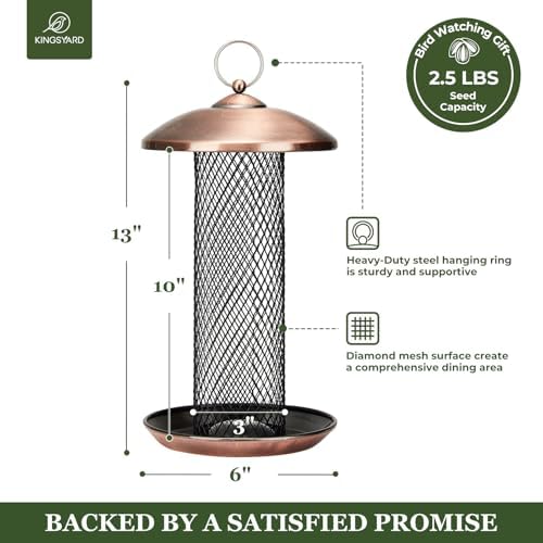Kingsyard Wild Bird Feeders for Outdoors Hanging, All Metal