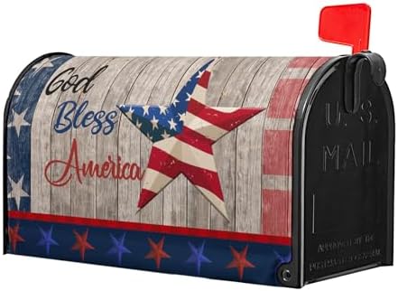 American Flag Patriotic Mailbox Cover Magnetic USA Independence Day Mailbox Cover Standard Size 25.5 x 21 4th of July Memorial Day Mailbox Wrap Post Letter Box Cover Decorative for Home Outdoor Garden