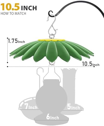 10.5 inch Hummingbird Feeder Shade Dome Cover,Rain Guard,Weather Guard for Bird Feeder, Umbrella Cover for Bird House for Outdoor,Squirrel Baffle,Flower Design(Green)