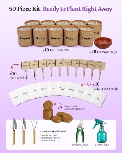 10-Herb Indoor Garden Kit, Complete Kitchen Herb Starter Set