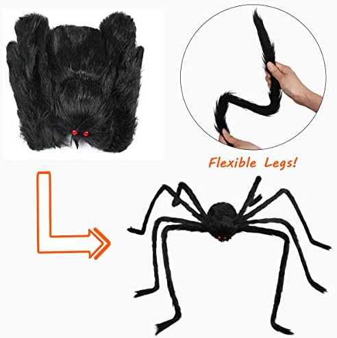 Halloween Giant Spider Decorations Outdoor: 6.6 Ft Scary Fake Spider Decor