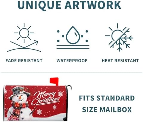 Merry Christmas Mailbox Covers Winter Snowman Mailbox Cover Magnetic Large Size 21x25.5 Inch Christmas Winter Mailbox Cover Magnetic Mailbox Wraps Post Letter Box Cover Holiday Outdoor Decoration