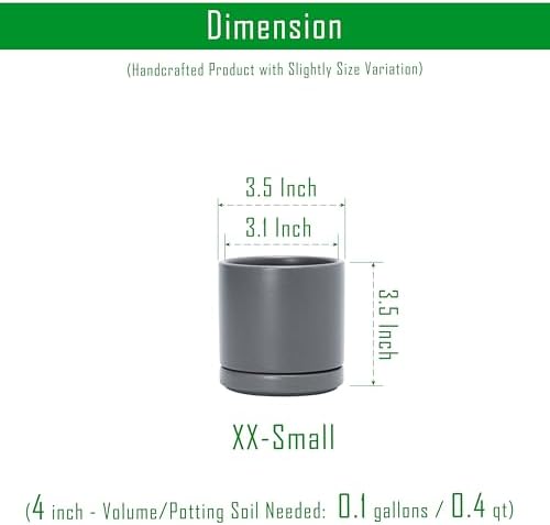 D'vine Dev 3.5 Inch Ceramic Planter Pot, Grey, 94-O-A-3