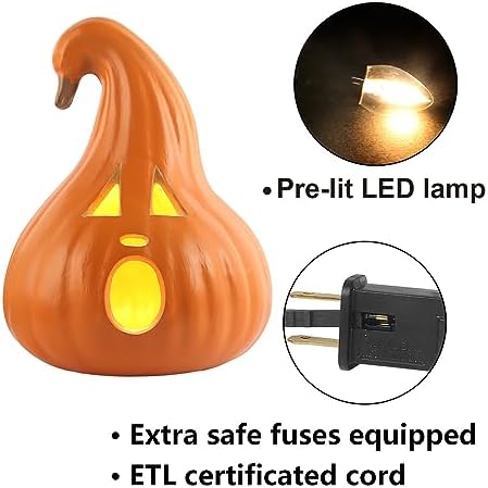 12" Jack O' Lantern - Halloween Pumpkin Decorations - Waterproof Shatterproof Fake Artificial Pumpkin Safe for Indoor Outdoor Decor- Perfect Halloween Party Favors Bell Shaped