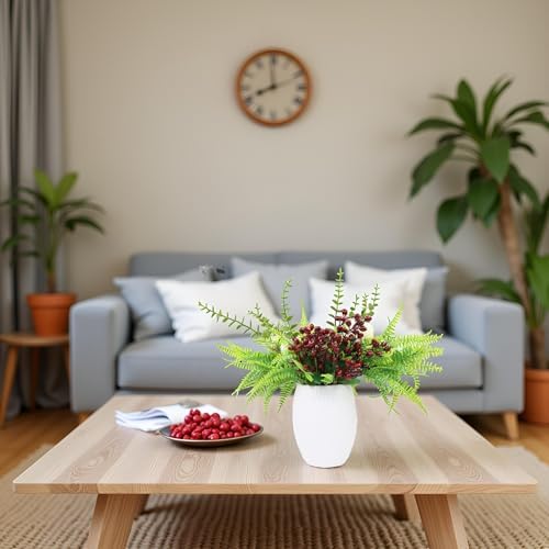 4PCS Artificial Greenery Faux Olive Berry Stems Fake Berries Branches Artificial Green Olive Branches Fake Berry Stems Decorations Fruits for Christmas Vase Filling Home Garden Wreath Decor(Green)