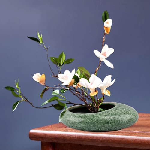 Ikebana Flower Frog Kit – Ceramic Bowl w/ 1.65" Kenzan for Japanese Arrangement