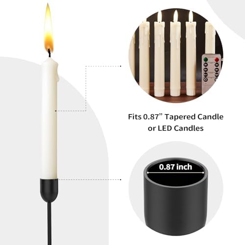 ChefBee 6PCS Black Tall Taper & Pillar Candle Candlestick Holder