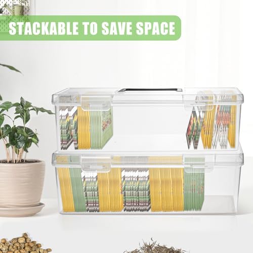 tutata Seed Packet Organizer Box Plastic Portable Seed Packet Storage Box, Seed Storage Organizer