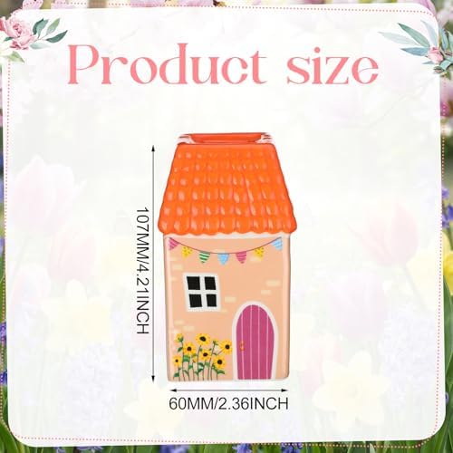 Remerry Mini Ceramic House Shape Vase Decorative Small Bud Vases, Orange