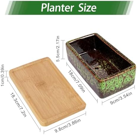 Succulent Pots, 7'' Large Long Rectangle Planters with Drainage Tray