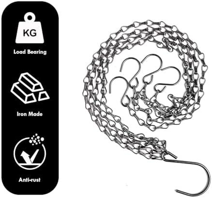 3 Pack 23 Inch Plant Hanger Chains with Hooks - Replacement Hanging Basket Chains for Flower Pots, Planters, Bird Feeders & Lanterns, Indoor/Outdoor Use (Black)